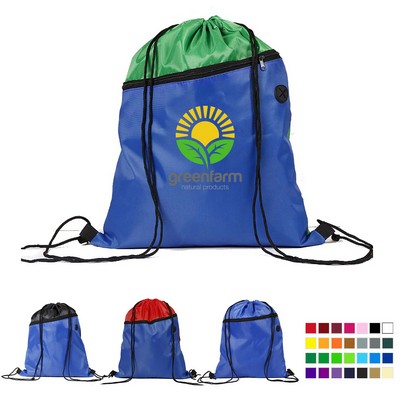 Drawstring Backpack with Zip