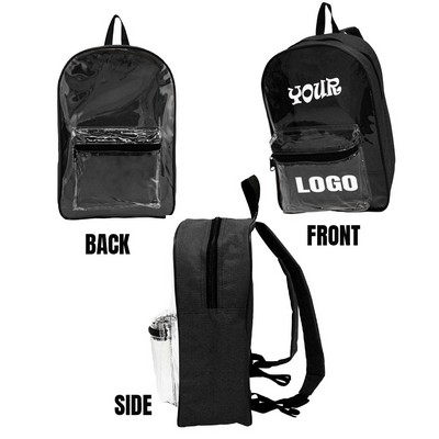 Transparent PVC Backpack with Front Pocket & Adjustable Straps