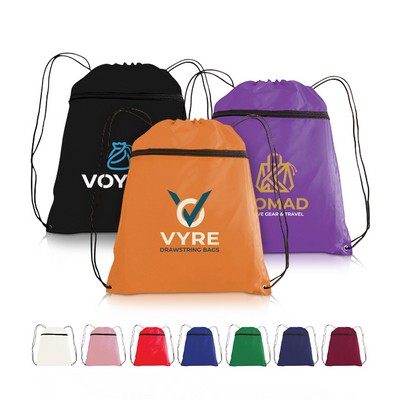 Front-Zip 210D Polyester Cinch Backpack