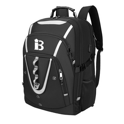 Multi Pocket Oxford Backpack w/ USB Charging Port