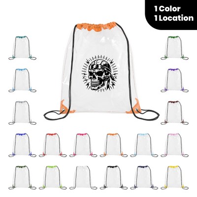 Clear Drawstring Cinch Backpack with Rope Closure