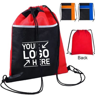 Non-Woven Drawstring Backpack With Large Front Pocket